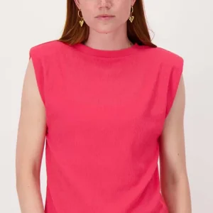 mouwloze crincle top | raspberry