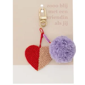 ansichtkaart tashanger pompon hart zo blij | multicolor