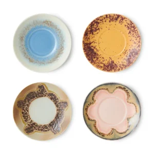 HK Living 70s Ceramics Schotel Koffiekop Ocean D11 4 st.
