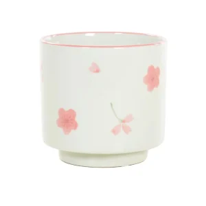 Bloempot beige met roze bloemetjes