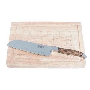 Laguiole "Luxery Line" Santokumes Olijfhout met houten Snijplank
