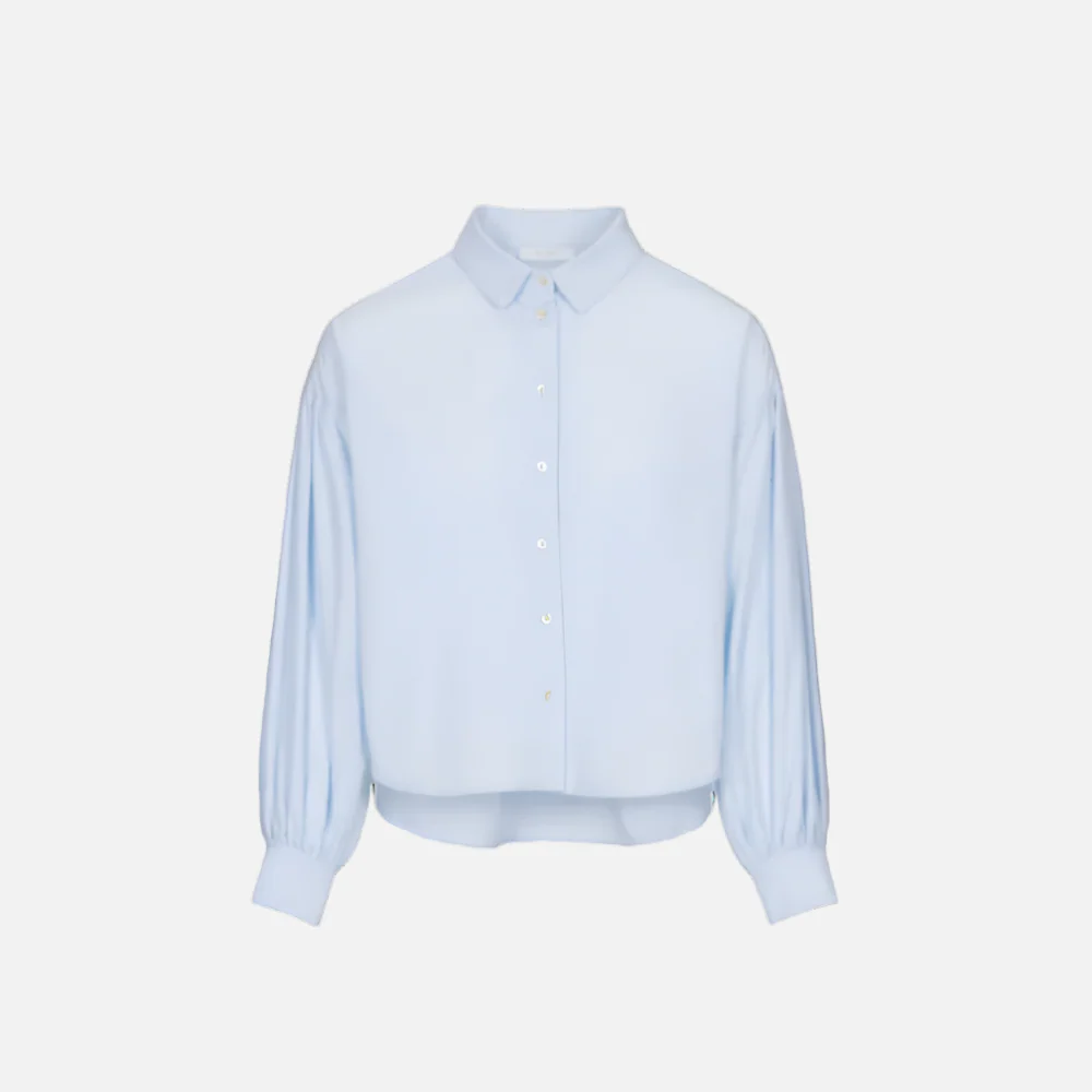 Sarah Short Chambray Blouse Light Blue